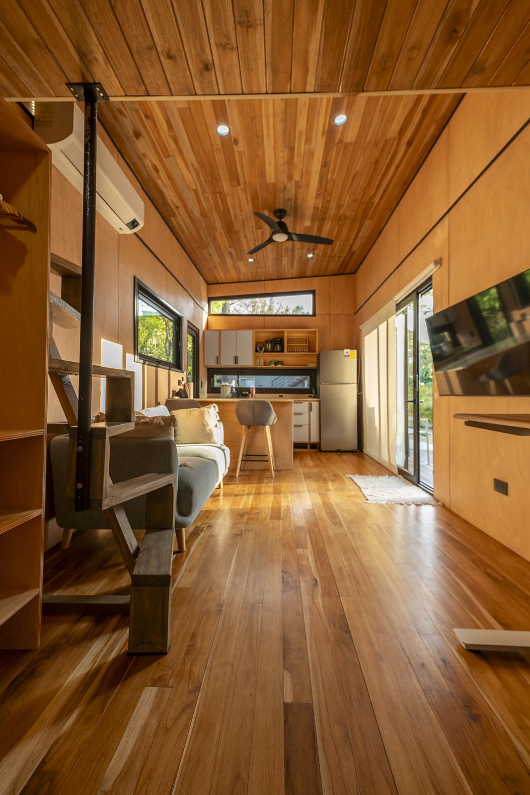 Athena interior — wood-lined living space